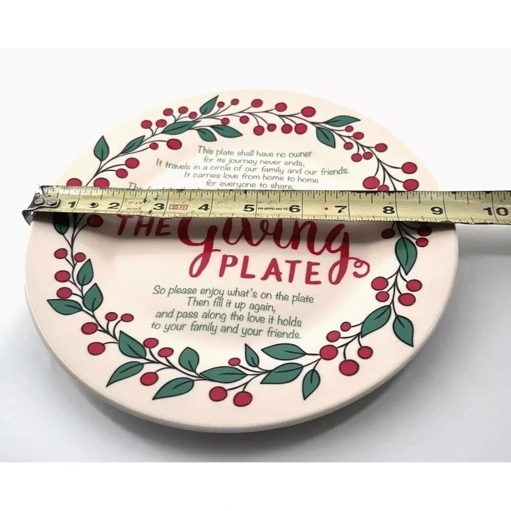 The Giving Plate Ceramic Dish With Inspirational Text & Red Berry Design 9 Inche